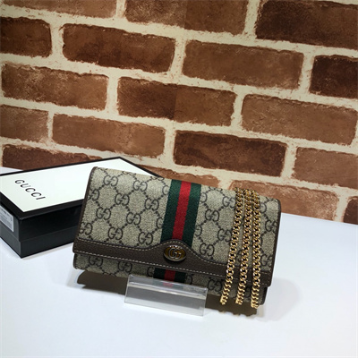 Gu.cci Ophidia  GG Chain Wallet Supreme Canvas 546592