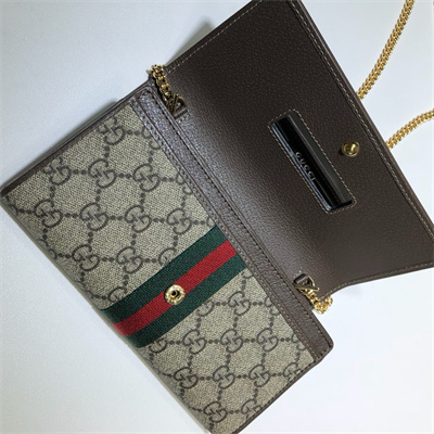 Gu.cci Ophidia  GG Chain Wallet Supreme Canvas 546592