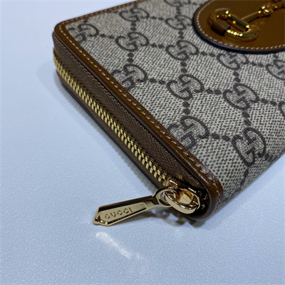 Gu.cci Horsebit 1955 Zip Around Wallet GG Supreme Canvas 621889