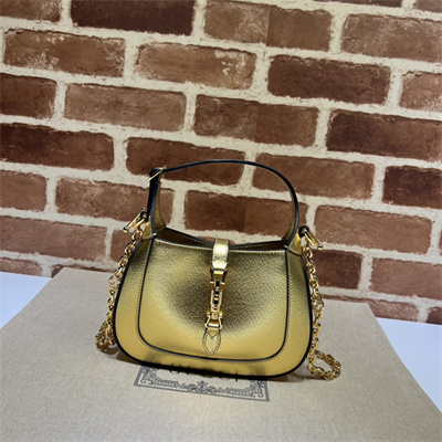 Gu.cci Jackie 1961 Mini Shoulder Bag Gold Leather 675799
