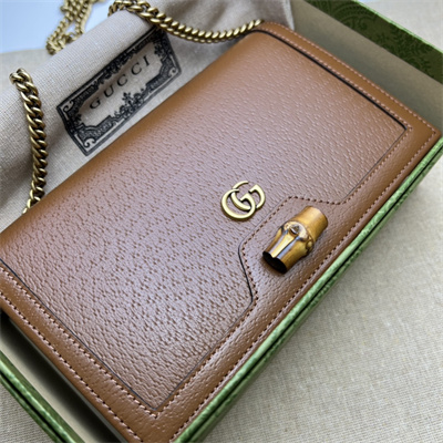 Gu.cci Diana mini bag with bamboo Brown Leather 696817