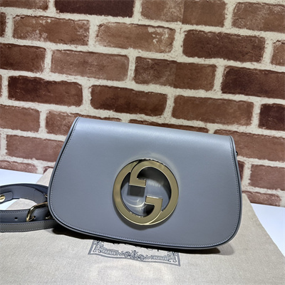 Gu.cci Blondie Shoulder Bag Grey Leather 699268