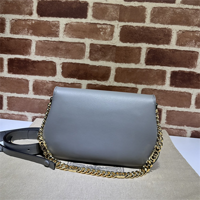 Gu.cci Blondie Shoulder Bag Grey Leather 699268