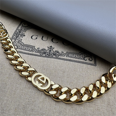 Gu.cci Blondie Shoulder Bag Grey Leather 699268