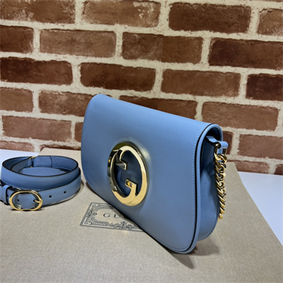 Gu.cci Blondie Shoulder Bag Blue Leather 699268