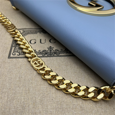 Gu.cci Blondie Shoulder Bag Blue Leather 699268