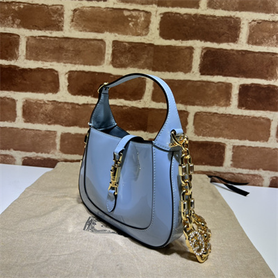 Gu.cci Jackie 1961 Mini Shoulder Bag Blue Patent Leather 699651