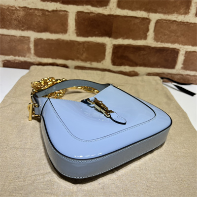 Gu.cci Jackie 1961 Mini Shoulder Bag Blue Patent Leather 699651