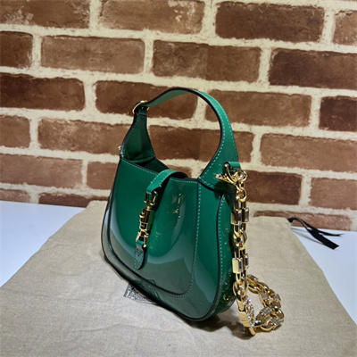 Gu.cci Jackie 1961 Mini Shoulder Bag Green Patent Leather 699651