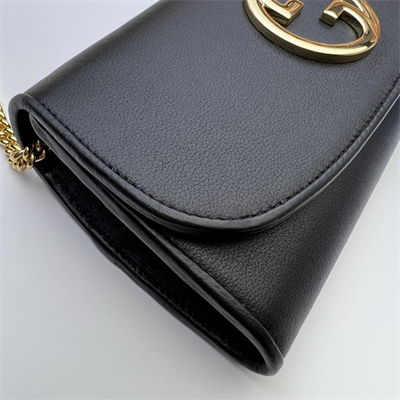 Gu.cci Blondie continental chain wallet Black Leather 725215