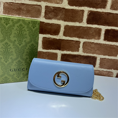 Gu.cci Blondie continental chain wallet Blue Leather 725215