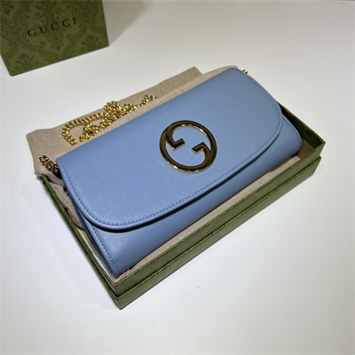 Gu.cci Blondie continental chain wallet Blue Leather 725215