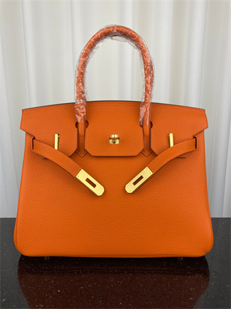 Bir.kin Bag TOGO Leather 25/30/35CM Gold/Silver Hardware In Orange Color HS