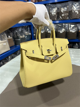 Bir.kin Bag TOGO Leather 25/30/35CM Gold/Silver Hardware In Jaune Poussin Color HS