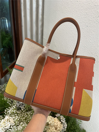 Her.mes Garden Party 36CM Togo Leather and Graffiti Canvas HS
