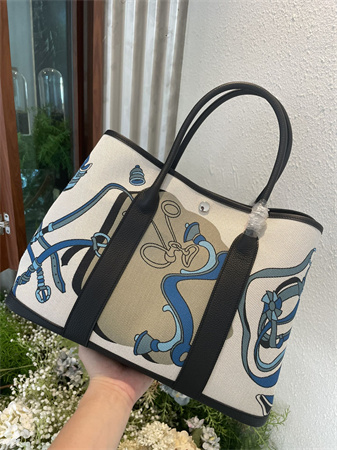 Her.mes  Garden Party 36CM Togo Leather and Graffiti Canvas HS