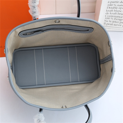 Hermes Garden Party 30/36CM Calfskin Leather Bleu Lin