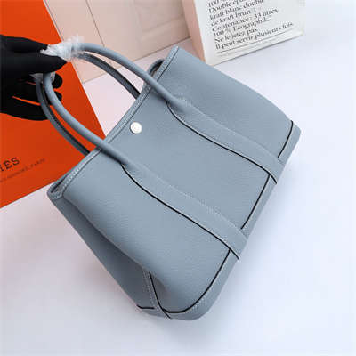 Hermes Garden Party 30/36CM Calfskin Leather Bleu Lin
