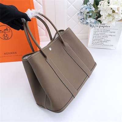 Hermes Garden Party 30/36CM Calfskin Leather Etoupe