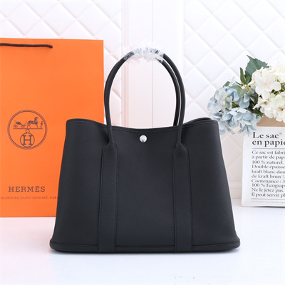 Hermes Garden Party 30/36CM Calfskin Leather Black