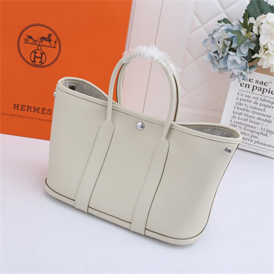 Hermes Garden Party 30/36CM Calfskin Leather Craie