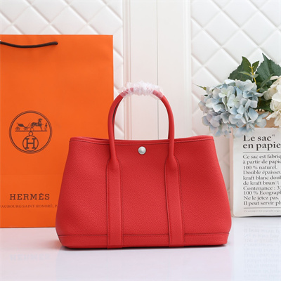 Hermes Garden Party 30/36CM Calfskin Leather Red