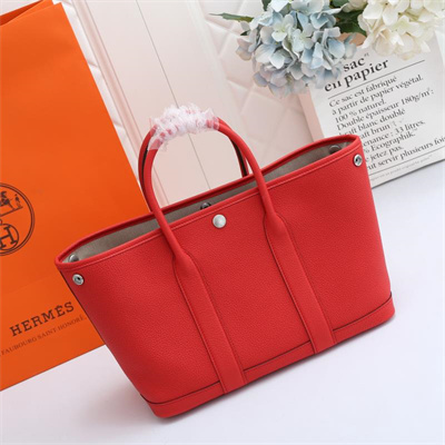 Hermes Garden Party 30/36CM Calfskin Leather Red