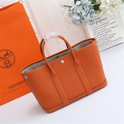 Hermes Garden Party 30/36CM Calfskin Leather Orange