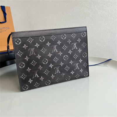 L.V Pochette Voyage MM Brushed Monogram cowhide leather Black/White M11764