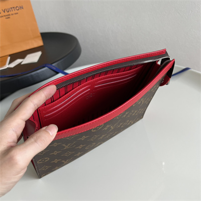 L.V Pochette Voyage MM Monogram Canvas Red  M12820