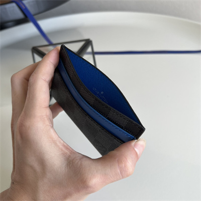 L.V Double Card Holder Damier Graphite coated canvas Indigo Blue N00093