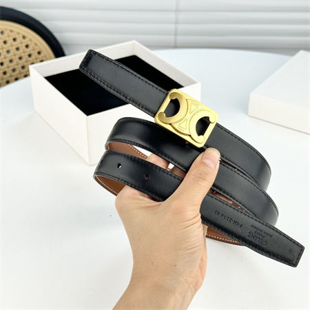 Celine MEDIUM REVERSIBLE FRAMED TRIOMPHE BELT 25MM in TAURILLON AND NATURAL CALFSKIN Brown/Black