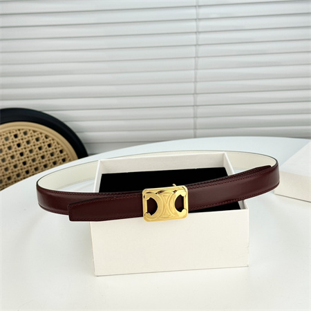 Celine MEDIUM REVERSIBLE FRAMED TRIOMPHE BELT 25MM in TAURILLON AND NATURAL CALFSKIN Burgundy/White