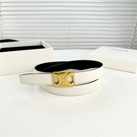 Celine MEDIUM REVERSIBLE FRAMED TRIOMPHE BELT 25MM in TAURILLON AND NATURAL CALFSKIN White/Black