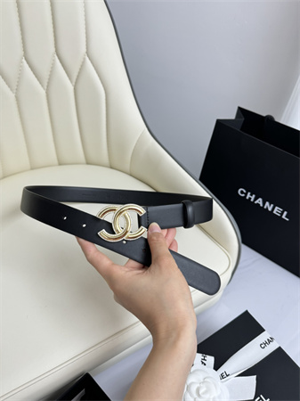 Chanel Belts In Calfskin 30MM Gold/Silver Hardware Black