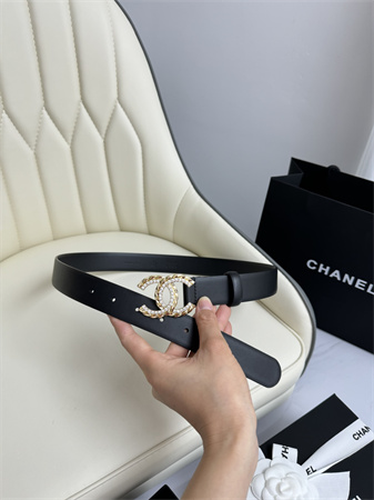 Chanel Belts In Calfskin 30MM Gold/Silver Hardware Black