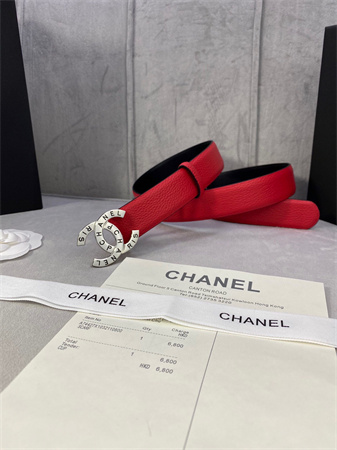 Chanel Belts In Calfskin 30MM Gold/Silver Hardware Red
