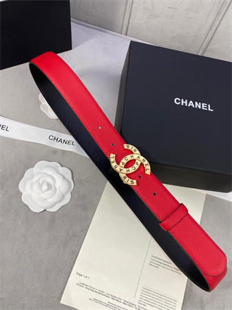 Chanel Belts In Calfskin 30MM Gold/Silver Hardware Red