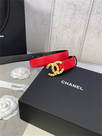 Chanel Belts In Calfskin 30MM Gold/Silver Hardware Red