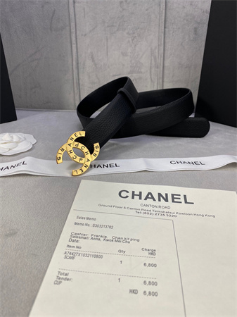 Chanel Belts In Calfskin 30MM Gold/Silver Hardware Black