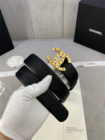 Chanel Belts In Calfskin 30MM Gold/Silver Hardware Black