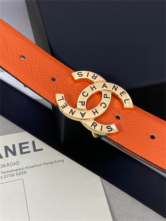 Chanel Belts In Calfskin 30MM Gold/Silver Hardware Orange