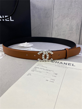 Chanel Belts In Calfskin 30MM Gold/Silver Hardware Brown