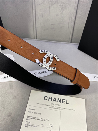 Chanel Belts In Calfskin 30MM Gold/Silver Hardware Brown
