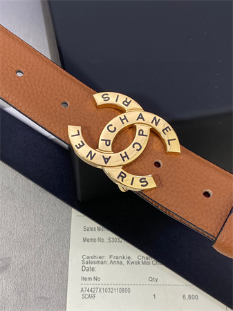 Chanel Belts In Calfskin 30MM Gold/Silver Hardware Brown