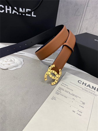 Chanel Belts In Calfskin 30MM Gold/Silver Hardware Brown