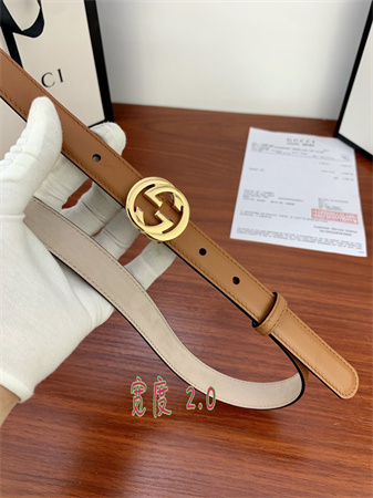 Gucci Belts In Brown Calfskin 20MM Gold/Silver Hardware