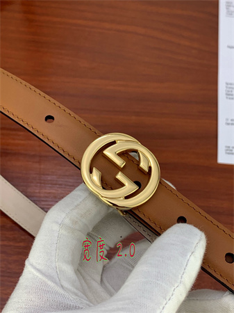 Gucci Belts In Brown Calfskin 20MM Gold/Silver Hardware