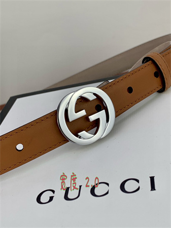 Gucci Belts In Brown Calfskin 20MM Gold/Silver Hardware