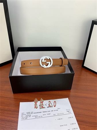Gucci Belts In Brown Calfskin 20MM Gold/Silver Hardware
